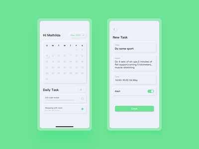 Calander App UI app design neumorphic ui