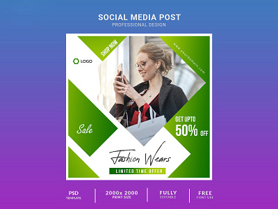 Social Media Post Banner PSD Template adsense banner ads banner design banners facebook ads instagram post product design socialmedia web banner ad website banner