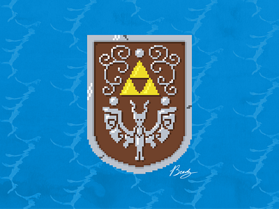 Windwaker Shield legend of zelda loz nintendo pixel art pixelart shield triforce waves windwaker