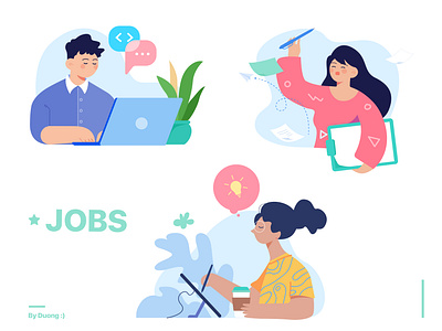 Jobs career design engineer happy illustration job jobs officer technical vector