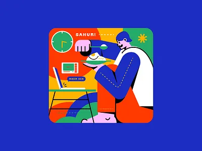 Suhoor Time! Ramadan Kareem character animation character design digital illustration graphic design illustration ramadan kareem sahur ui design watching youtuber