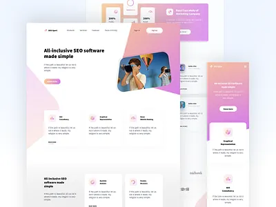 SEO Landing Page clean ui creative design gradient seo typohraphy ui ux website
