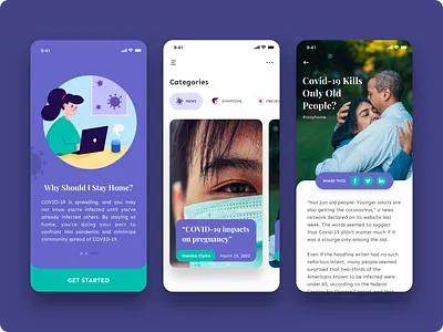 Medical News App for Corona app app design corona coronavirus covid19 health healthcare illustration minimal news product design ui ux