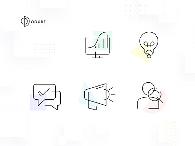 Odore Icon Set 2 chart chat icon set iconography lightbulb megaphone monitor search user website