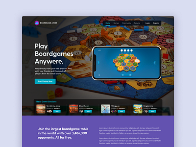 Project Redo #2 - boardgamearena.com boardgame design games home landing simple ui ux