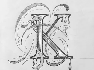 K flourishes illustration lettering