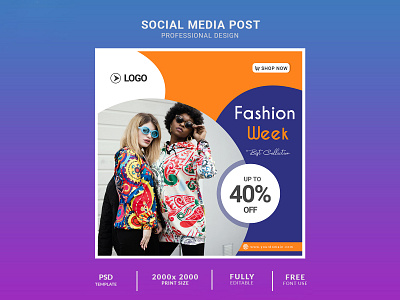 Social Media Design Fashion Week Banner PSD Template Download adsense banner ads banners facebook ads instagram post product design socialmedia web banner ad web banners website banner