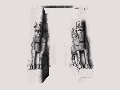 Gate of All Nations drawing illustration iran persepolis shading wacom intuos