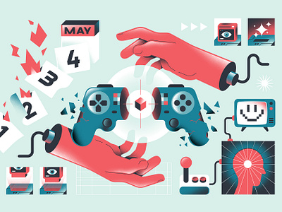 The Washington Post - Videogames calendar character controller editorial editorial illustration freelance game art game controller games hands illustration indiegame vector videogames