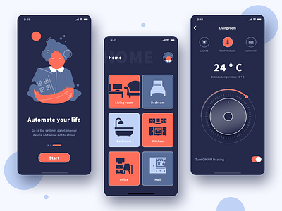 Home automation app app color dark ui design home automation illustration ui ux