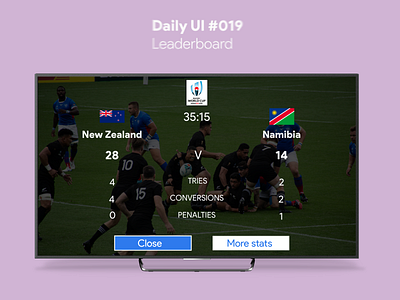 Daily UI #019 - Leaderboard dailyui leaderboard rugby sport tv