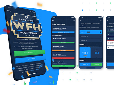 FanDuel Win from Home Free to Play Pick 'Em Game 3d design designs fanduel fantasy sports logo mobile design mobile ui sketch ui