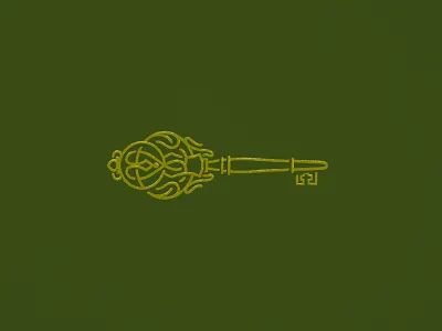 Ornate Key design flat illustration key lock ornate procreate vector