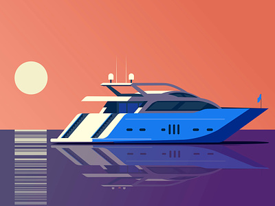 Yacht boat digital editorial folioart illustration luxury peter greenwood vector