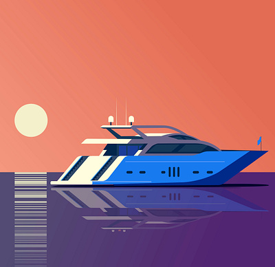 Yacht boat digital editorial folioart illustration luxury peter greenwood vector