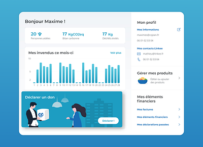 Linkee partners' dashboard app blue brand design flat flat illustration graph illustration minimal playful tablet tablet app ui ux web