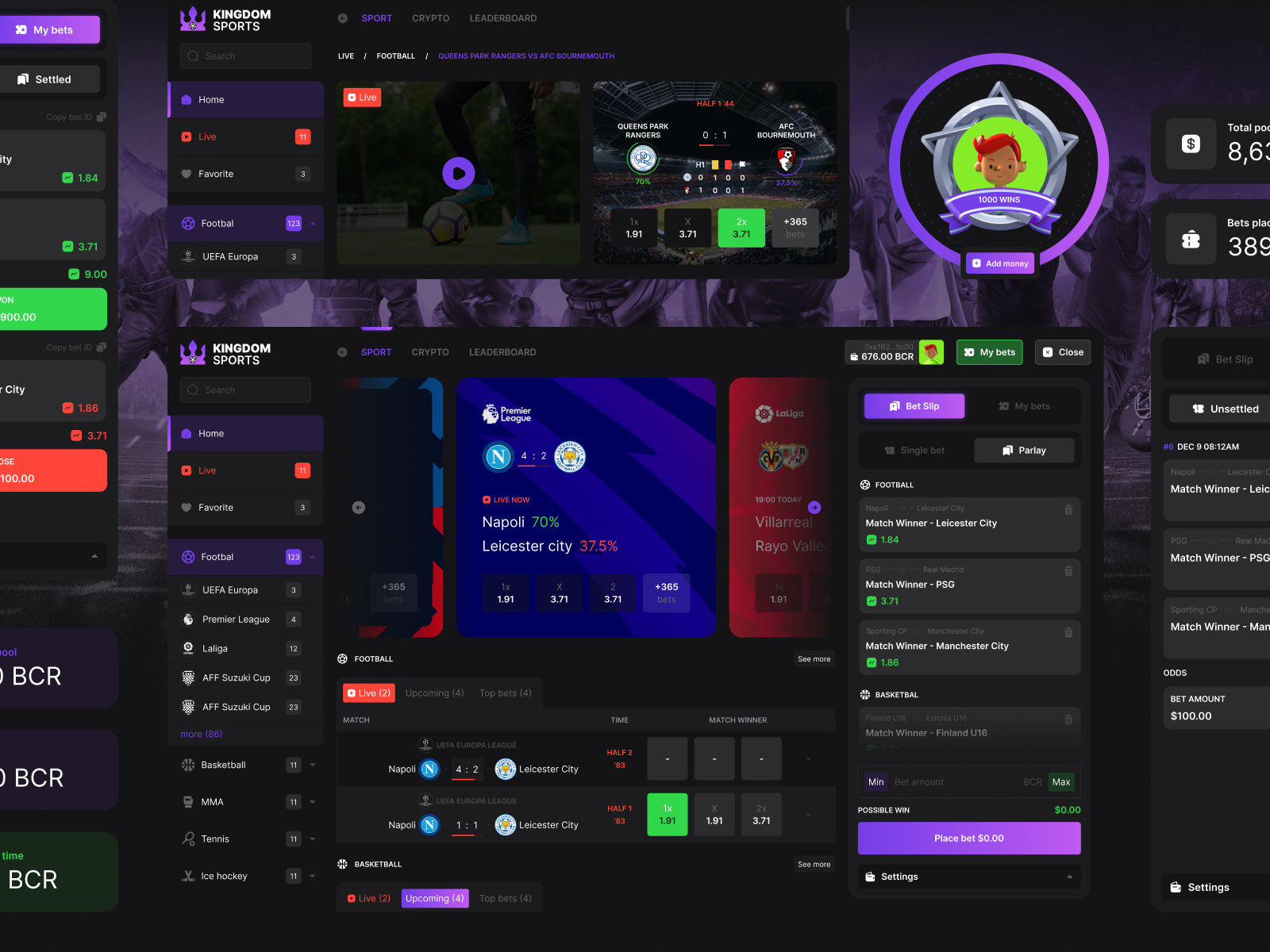 Kingdom Sports betting app branding crypto betting app customwebsitedesign dashboard design graphic design landingpage sports app sports betting app ui user interface design ux web app webdesign webdesigner webflow webflow designer webflow developer webnemtechnology website design