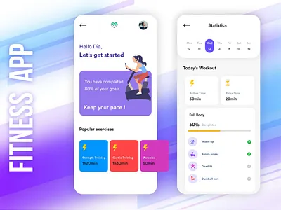 Fitness App android app app designing app development b2cinfosolutions branding illustration ui ux
