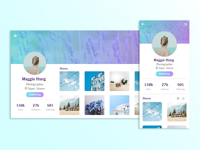 Daily UI 006 User Profile adobexd app design dailyui dailyuichallenge design illustration illustrator ui user interface user profile ux vector web design website design