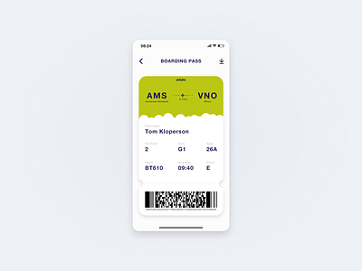 Boarding Pass - airBaltic 024 adobe xd airbaltic app design boarding pass challenge dailyui dailyui 024 dailyuichallenge design flight pass ios app design mobile app photoshop ticket app ticket design ui uibucket user inteface