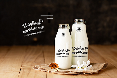 Branding For Krishna Milk Farm banner ads branding design illustrator logo masking photoshop social media ui vector