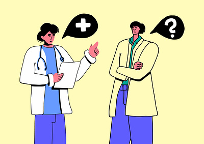 Doctor is talking to the patient. animation cartoon character character design flat design illustration man people vector