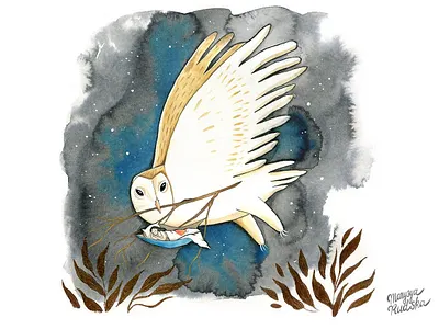 Deep sleep bird illustration illustrator owl watercolor watercolour watercolour illustration