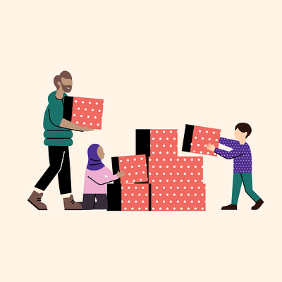 Teaming up boxes building character character design design illustration teamwork