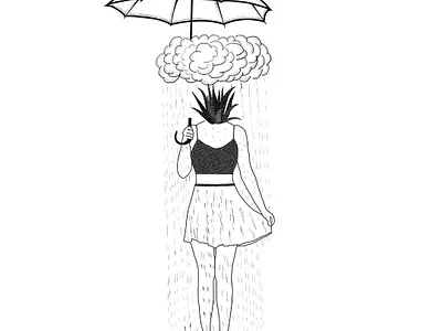 Rain blackandwhite bnw character illustration sketch