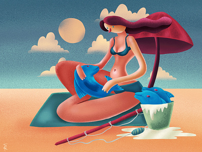 That Summer beach fish illustration summer