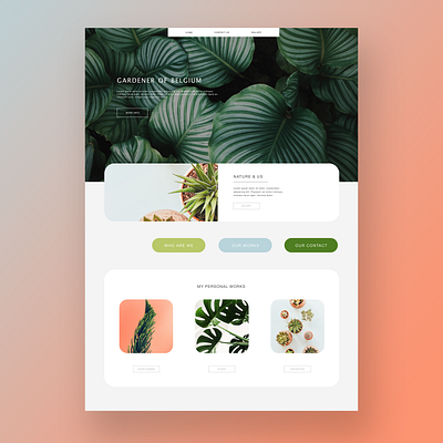 Gardener Website adobe xd adobexd clean design gardener green homepage homepage design minimalist nature plants simple ui unsplash website website concept website design xd