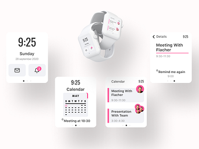 Calender app 2020 design alarm app design apple watch calendar app calendar ui clock figma flat ios app latest design meeting minimal popular reminder app sketch ui watch watchface watchos