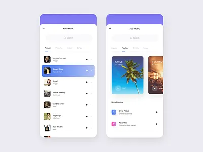 Adding a song... app clean design figma interface ios mobile style ui ux