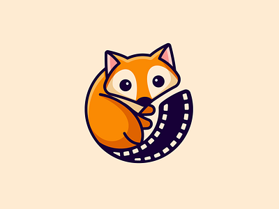 Fox + Film Strip adorable animal cartoon character circle circular cute film strip fox geometry identity illustrative logo lovely mark mascot mascotlogo symbol tail video production