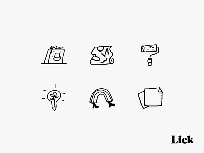 Icons set for Lick branding design icon design icons monochrome