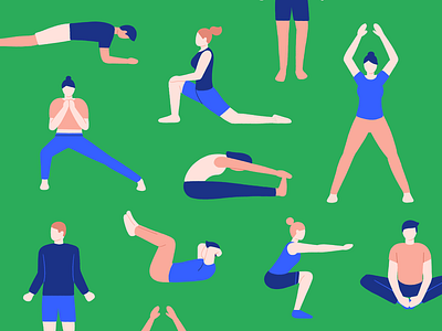 Sport at home character fitness illustration quarantine sport stretch workout