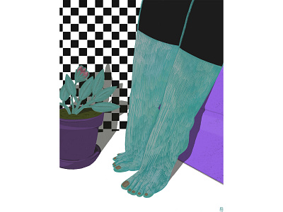 57 digitalart foot girl green illustration line procreate purple