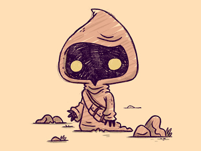 Jawa (Star Wars day sketch) 80s blake stevenson cartoon character design cute desert disney funko hipster illustration jawa jetpacks and rollerskates may the 4th pop culture retro star wars wip