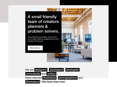 Exploration of an Design Agency website app black and white branding clean design dribbble flat interface landing landing page minimal modern typography ui ux web website