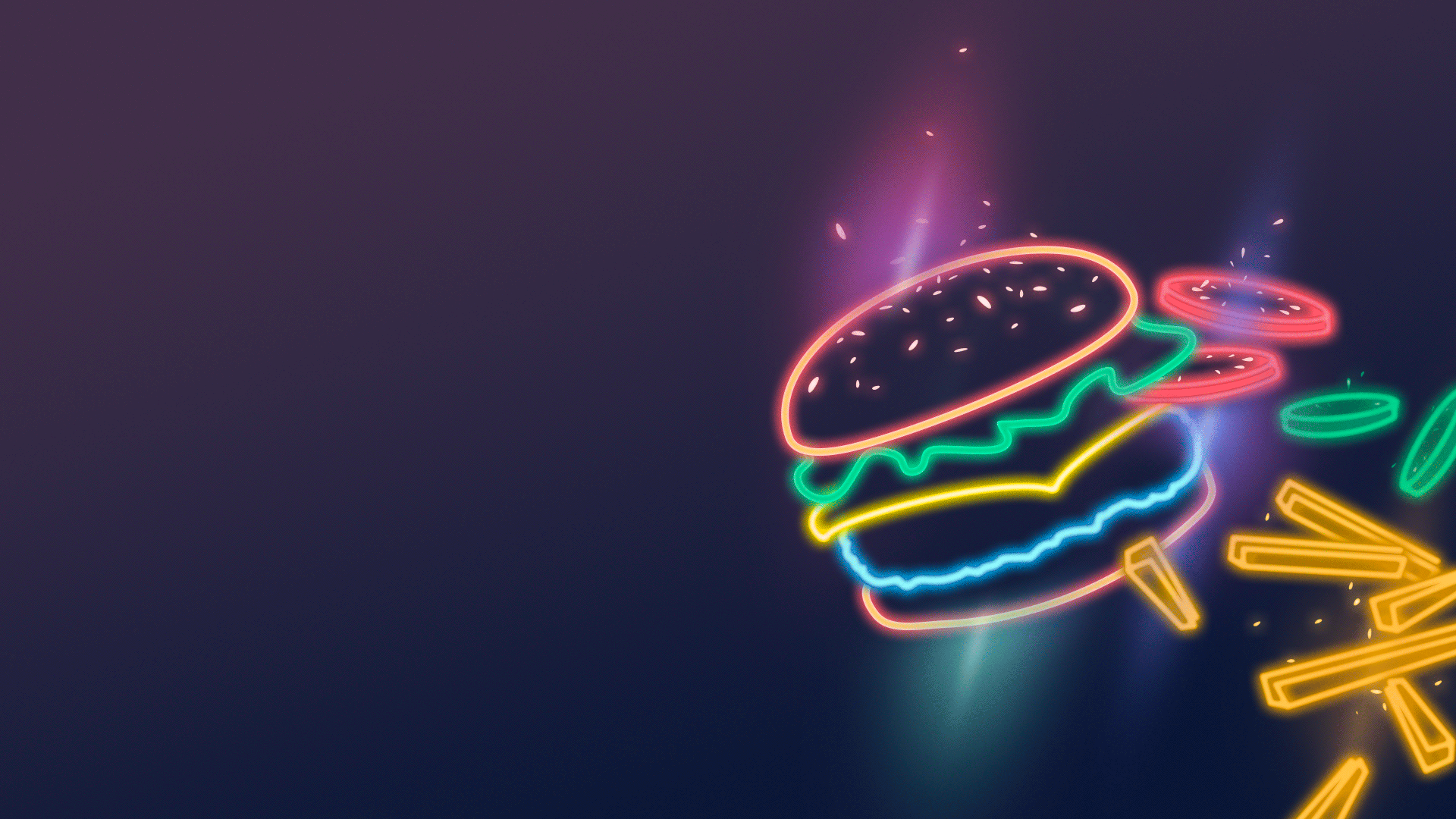 Virtual Cheeseburger Club cheeseburger food food and drink fries glowing illustration neon