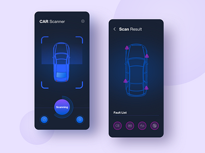 Car Diagnosis carcompanion carcontrol carscan crazydes darkui design diagnosis electriccar glow iot iotapp modern neon scan scanning ux