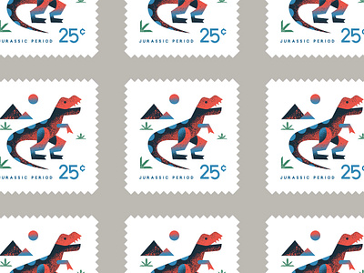 T Rex Stamp Illustration blue design dinosaur geometric graphic design grit icon illustration jurassic park jurassicworld primary red seal set stamp symbol trex type typography white