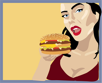 fastfood girl Illustration art burger characterdesign design drawing female feminist flat flat art food girl girl character girl illustration girls girly illustration illustrator minimal vector woman