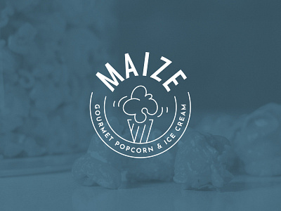 Maize Gourmet Popcorn & Ice Cream badge branding food gourmet ice cream identity identity design logo logo design maize popcorn