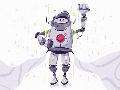 First flight cartoon character character design design flight futuristic illustration robot space tech vector