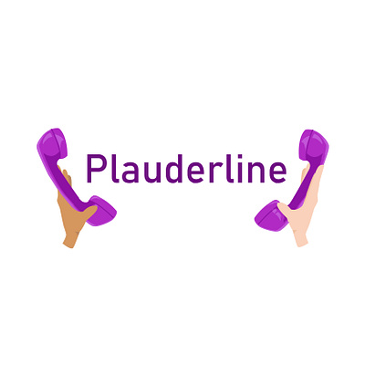 Plauderline logo app ui call calling app design flat flat art hands illustration line logo logo design logos logotype minimal modern phone purple purple logo telephone