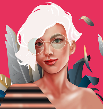 Self Portrait Simple Version adobe adobe illustrator character design energy girl hireme hiring illustration illustration art illustrator pattern realistic realistic portrait texture vector woman