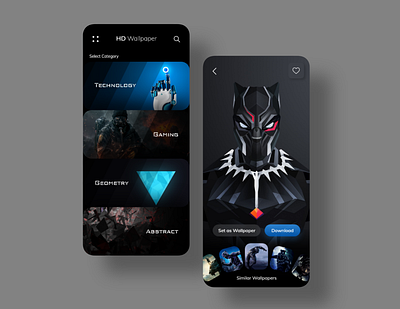 HD Wallpaper app concept adobexd app designer dailyui dark app dark mode dark ui instaui uidesigner uiux design uiuxdesign userinterface uxdesign uxdesigner uxuidesign wallpaper app