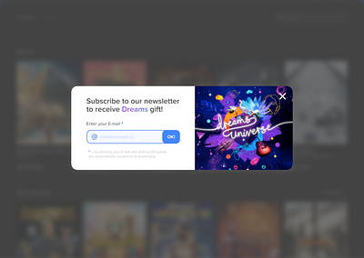 UI design concept for pop-up window on website clean design dreams email email marketing flat marketing minimal news newsletter subscribe subscribe form subscription subscriptions typography ui universe ux website website design
