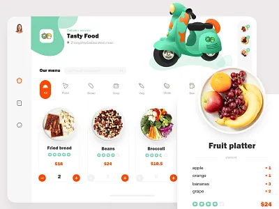 Food delivery for iPad food delivery food icon motorbike